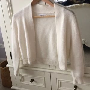 White Calvin Klein ultra soft lambs wool cardigan